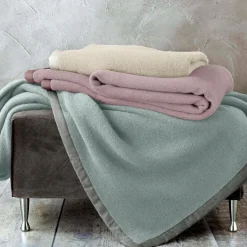 Coperta LANA Vergine Matrimoniale SOMMA ORIGAMI Blu Polvere