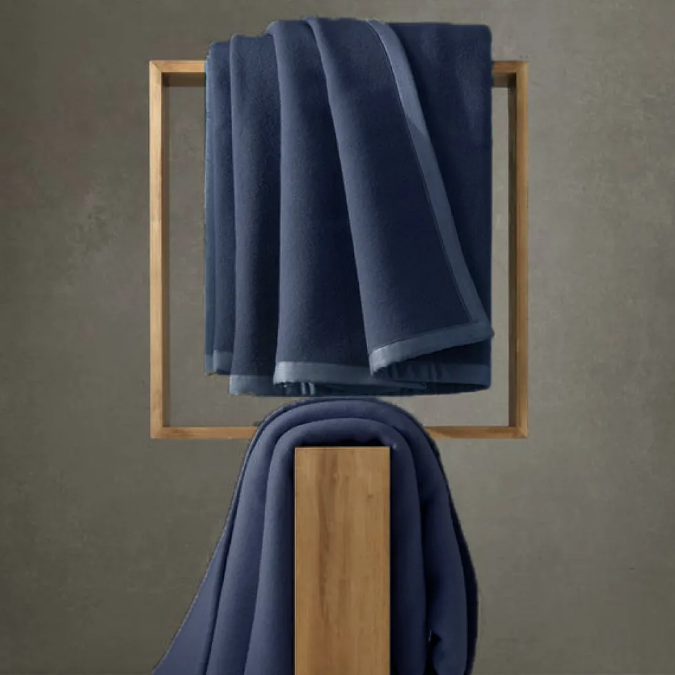 Coperta LANA Vergine Matrimoniale SOMMA ORIGAMI blu