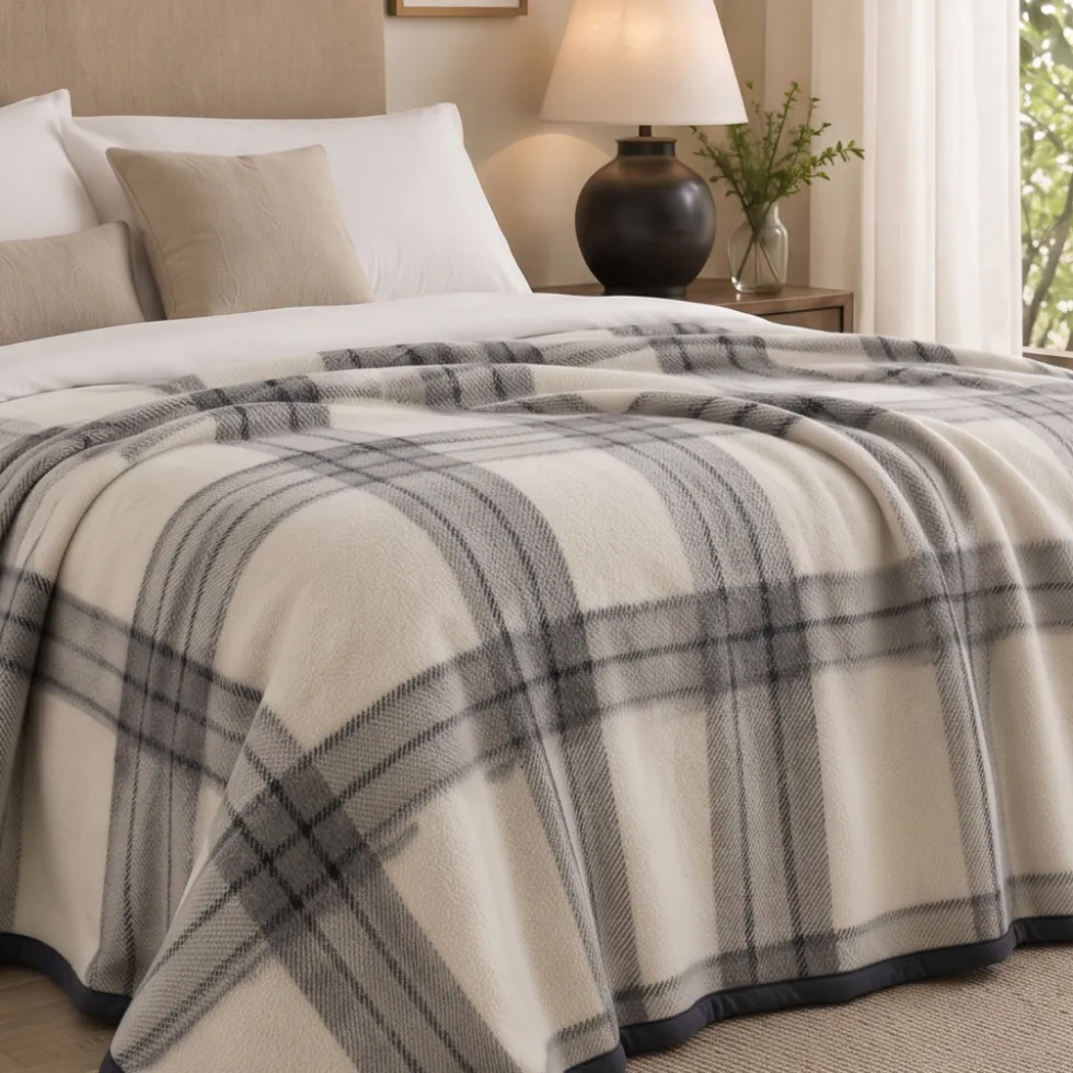 Coperta Matrimoniale Check grigio Marzotto Marta 210x250 cm