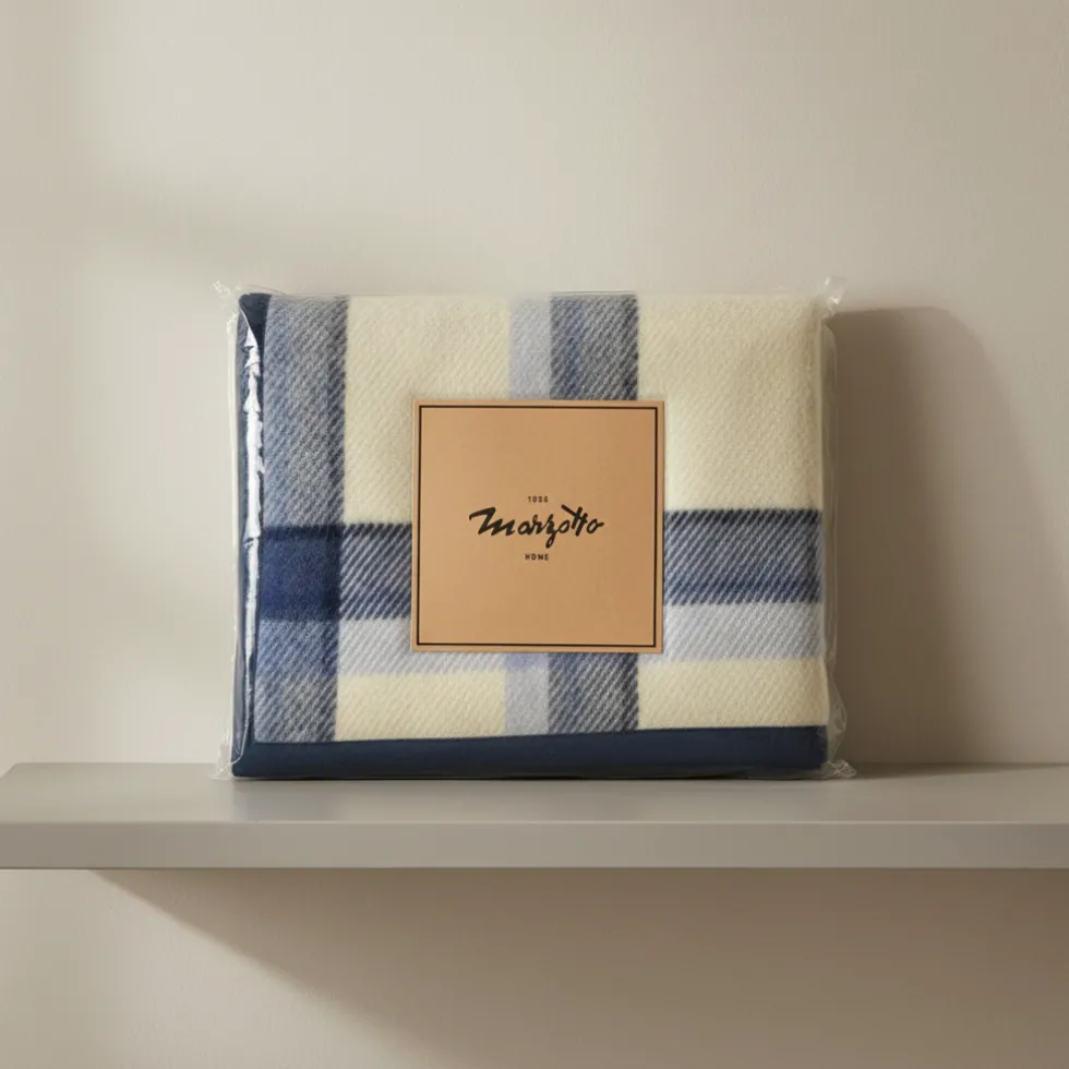 Coperta Matrimoniale invernale Marzotto Home Marta Check blu