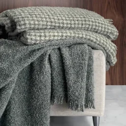 Coperta Matrimoniale SOMMA Ecuador bianco e grigio 210x250 con frange