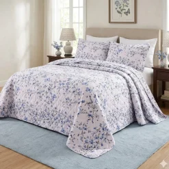 Coperta primaverile Fiorellini azzurri Boutis Eden floreale Matrimoniale