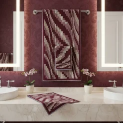 Coppia Asciugamani set 1+1 Carrara Bowery bordeaux in spugna