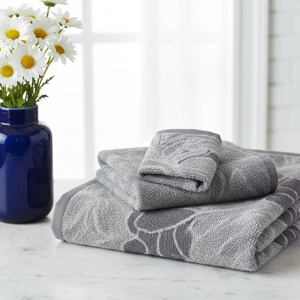 Coppia di asciugamani in spugna Zucchi WINDSOR G1 grigio floreale