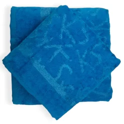 Coppia di asciugamani set 1+1 KEN SCOTT Logo Turchese