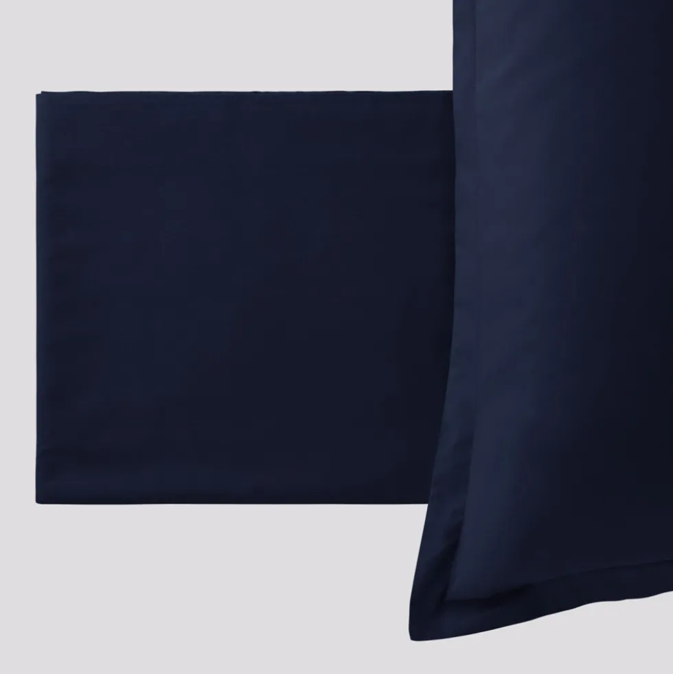 Coppia di Federe in raso puro cotone RARUS 200TC CHARME Blu