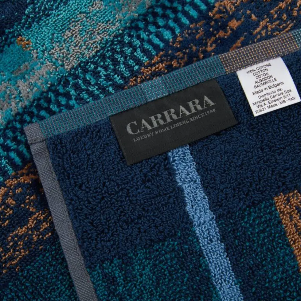 Coppia di spugne asciugamano e ospite Carrara Tandy melange blu