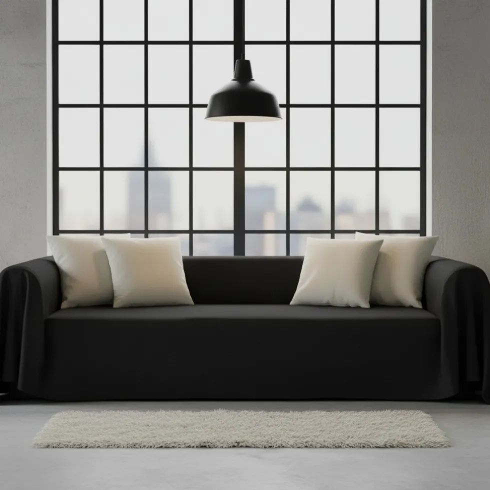 Copridivano copritutto telo Panama 350x300 cm - nero