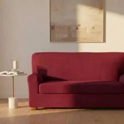 Copridivano Elasticizzato 165-220 cm | 3 posti con copriseduta bordeaux