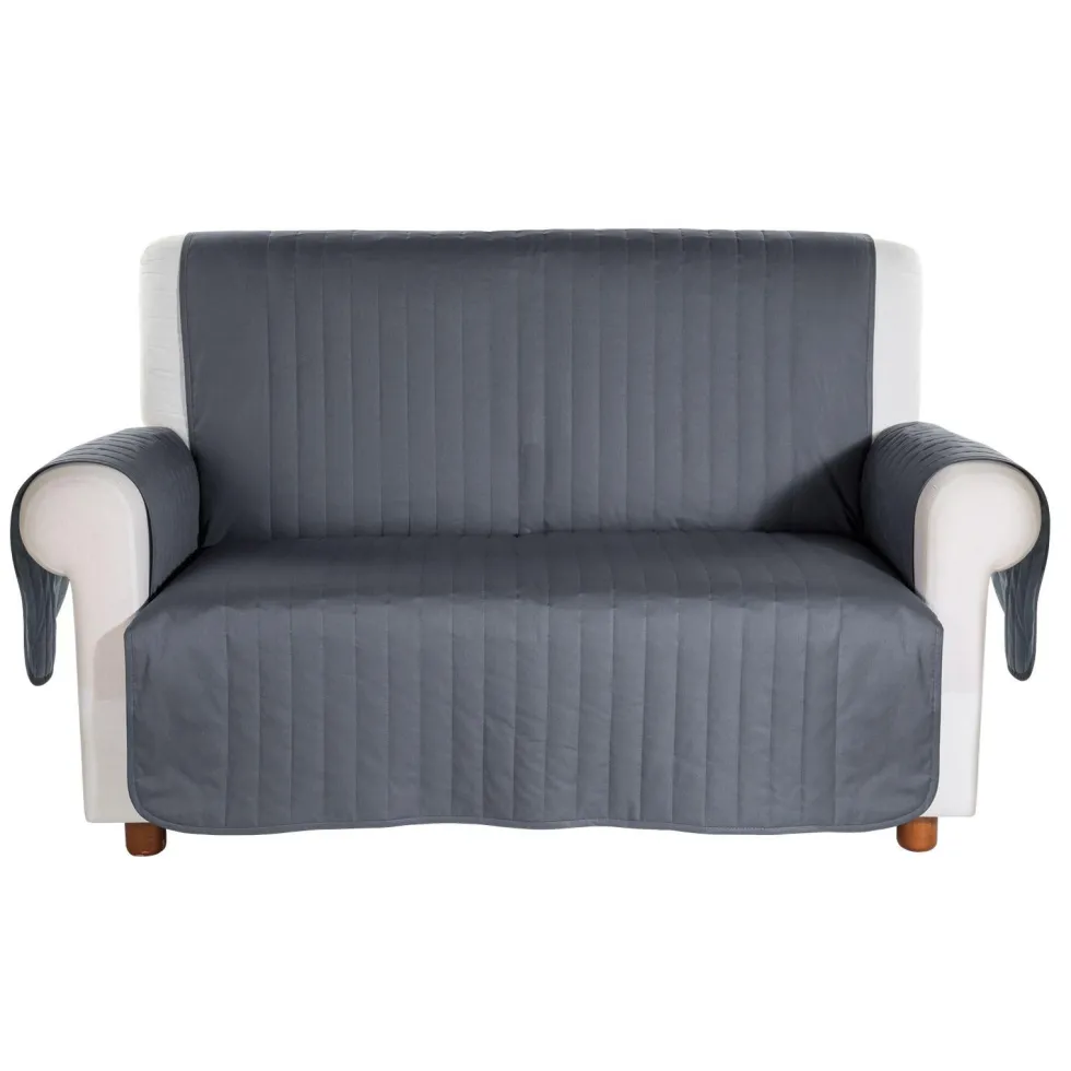 Copridivano trapuntato Caleffi Bicolor in cotone 2 posti grigio reversibile