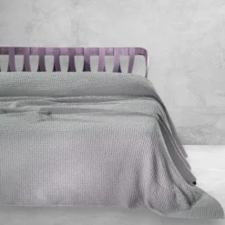 Copriletto matrimoniale Apone, grigio asfalto, nido d’ape, 260x260 cm
