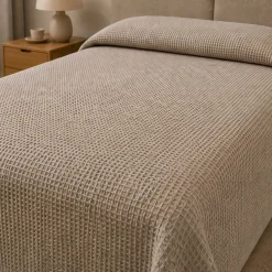 Copriletto Nido d'Ape tortora SINGOLO | Cotone 170x260