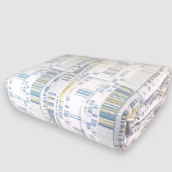 Copriletto primaverile matrimoniale in cotone Day Dream 2402 righe bluette
