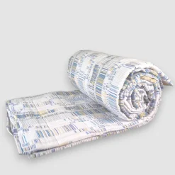 Copriletto primaverile matrimoniale in cotone Day Dream 2402 righe bluette