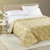 Copriletto primaverile matrimoniale in cotone Day Dream floreale beige