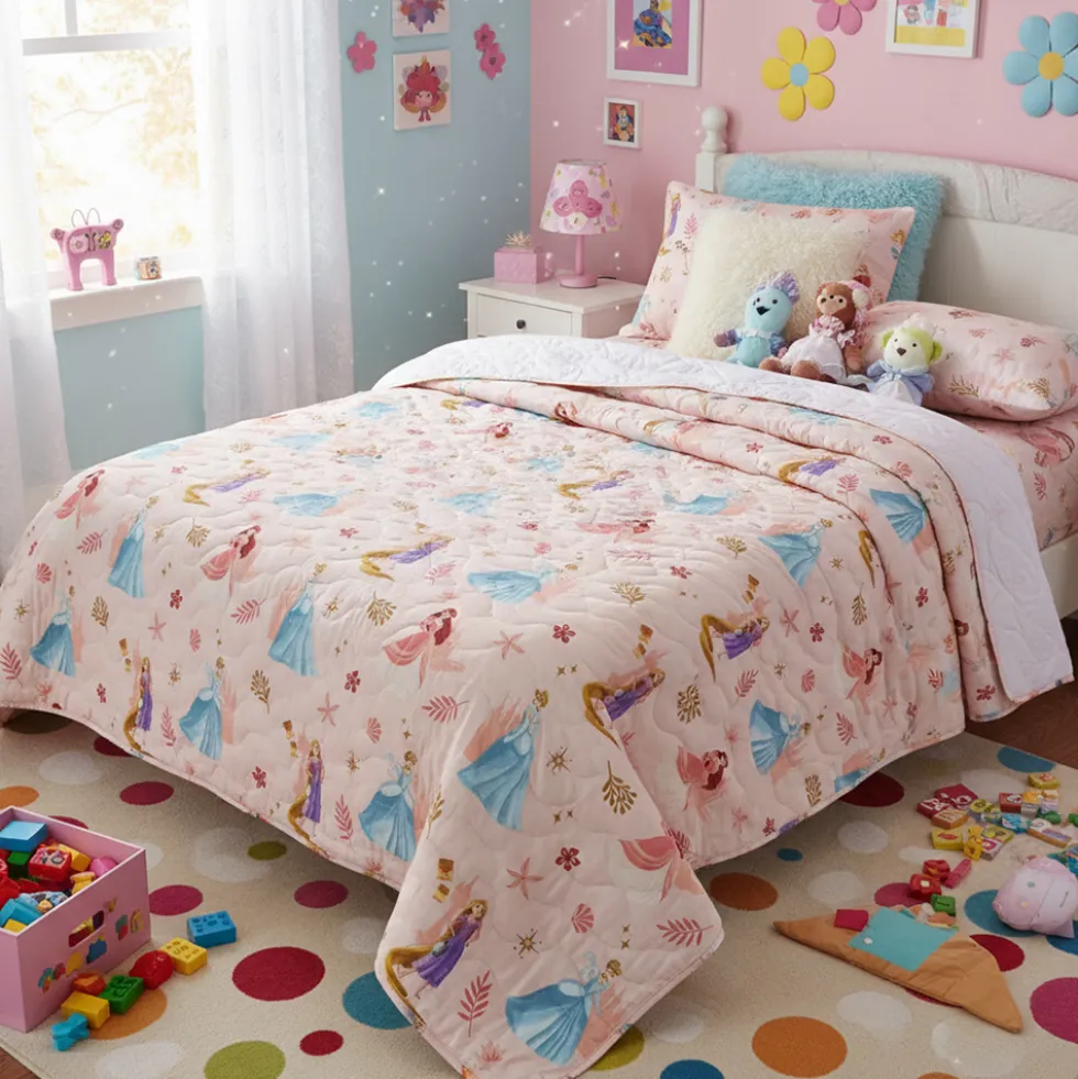 Copriletto Trapuntato bambina Magic Princess in Cotone singolo rosa