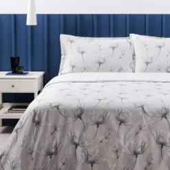 Copriletto trapuntato matrimoniale elegante ZUCCHI floreale grigio