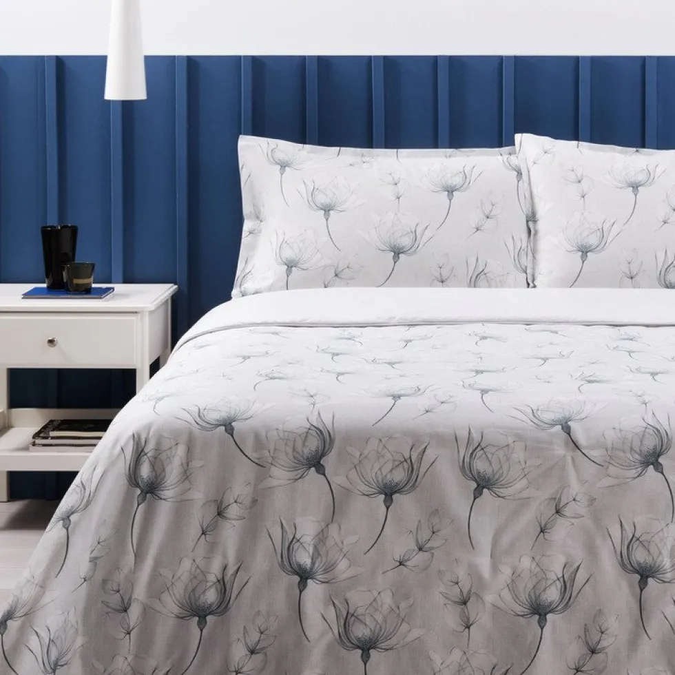 Copriletto trapuntato matrimoniale elegante ZUCCHI floreale grigio