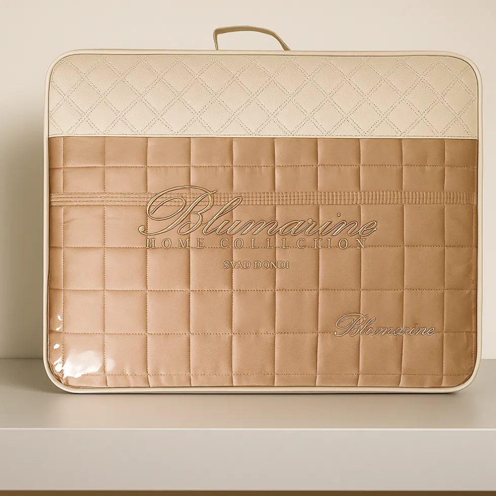 Copriletto trapuntato raso matrimoniale Blumarine Lory nocciola con strass
