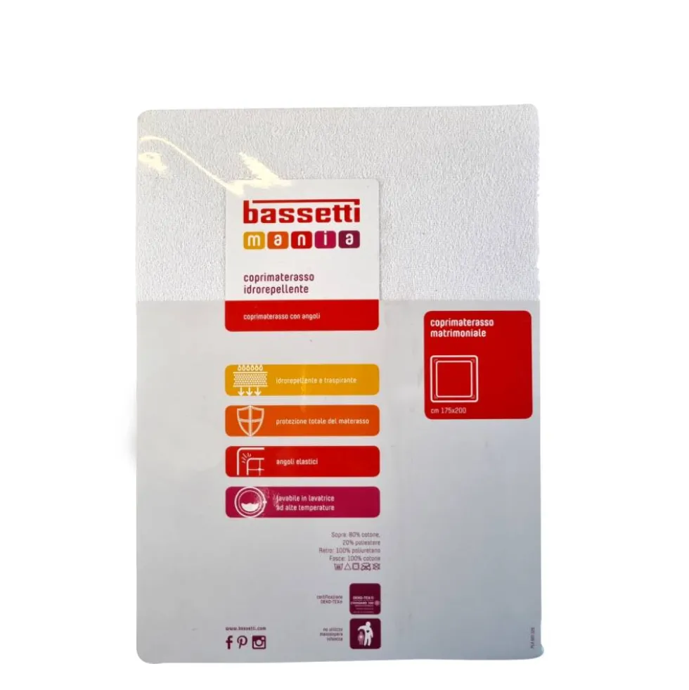 Coprimaterasso BASSETTI Mania impermeabile con angoli elastici