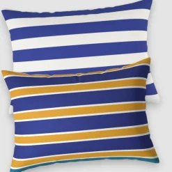 Copripiumino e federe a righe giallo-blu in puro cotone POLO Vallesusa