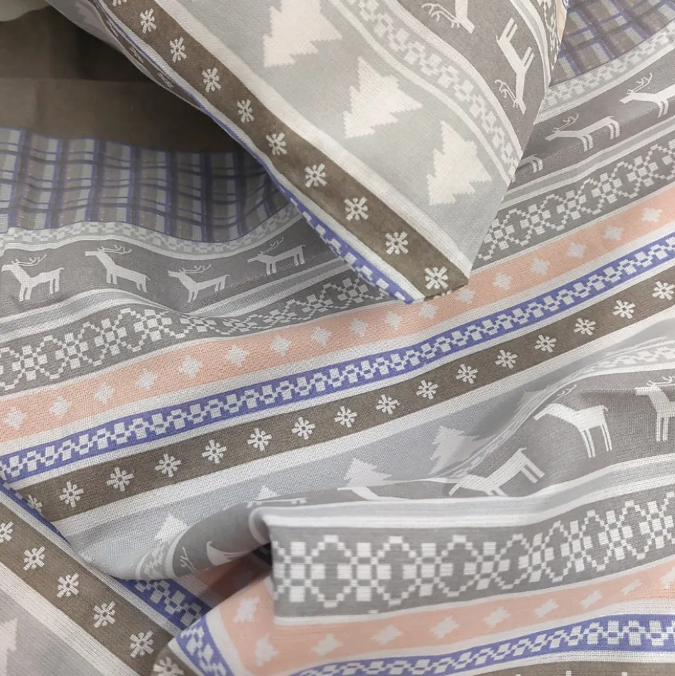 Copripiumino e federe cotone matrimoniale CLAUS renne beige