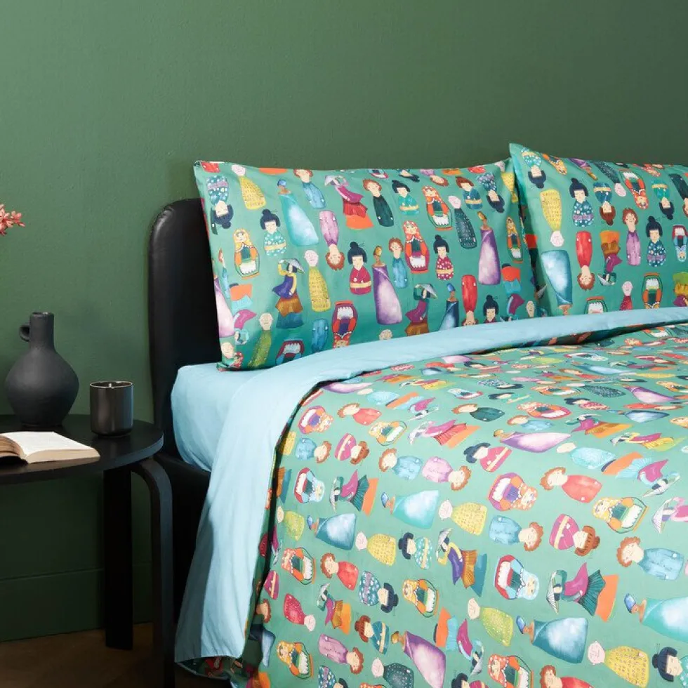 Copripiumino in cotone matrimoniale Bassetti DOLLY Verde petrolio