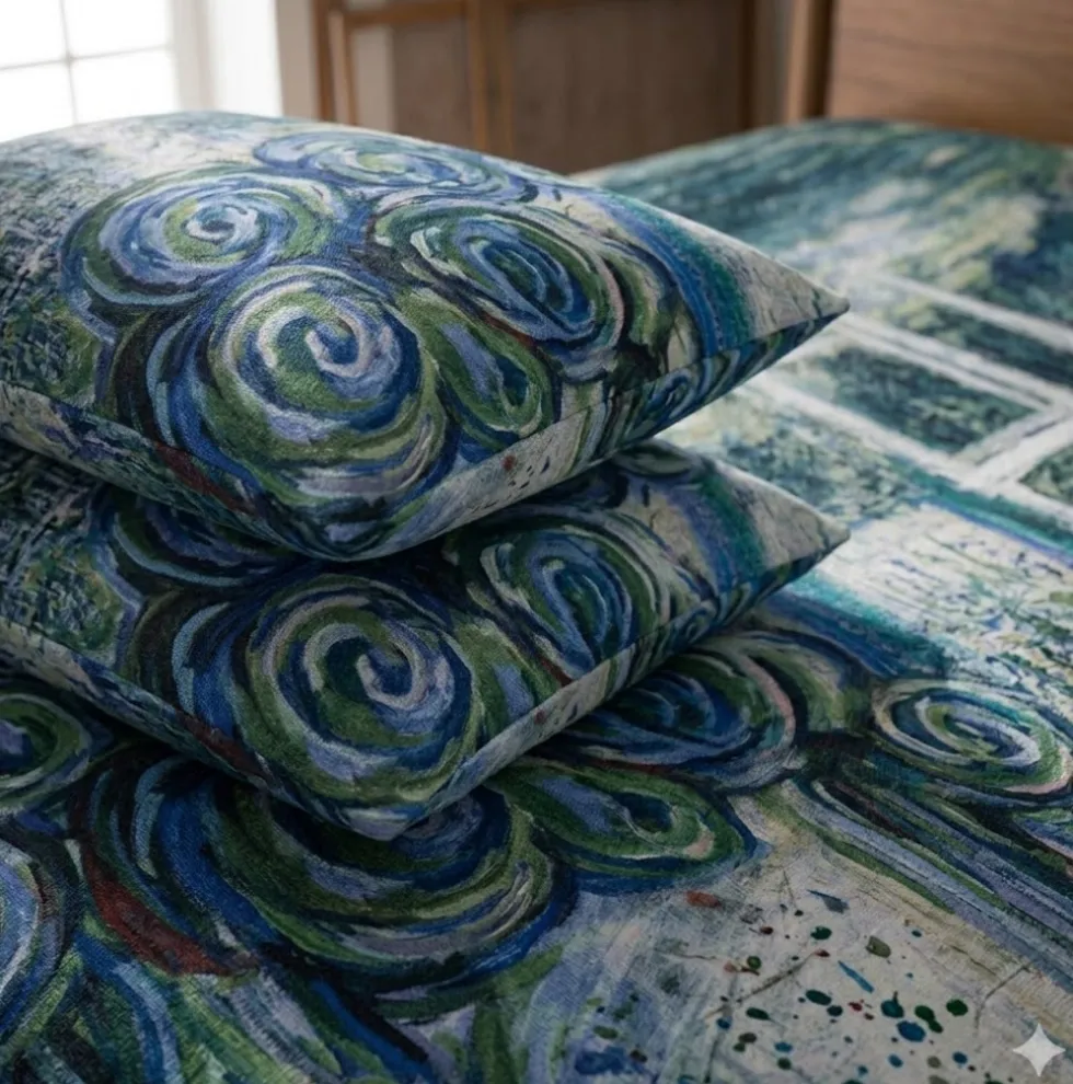 Copripiumino matrimoniale con federe 100% cotone Ninfee di Monet