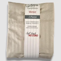 Copripiumino matrimoniale con federe LUXEA NO-STIRO corda jacquard