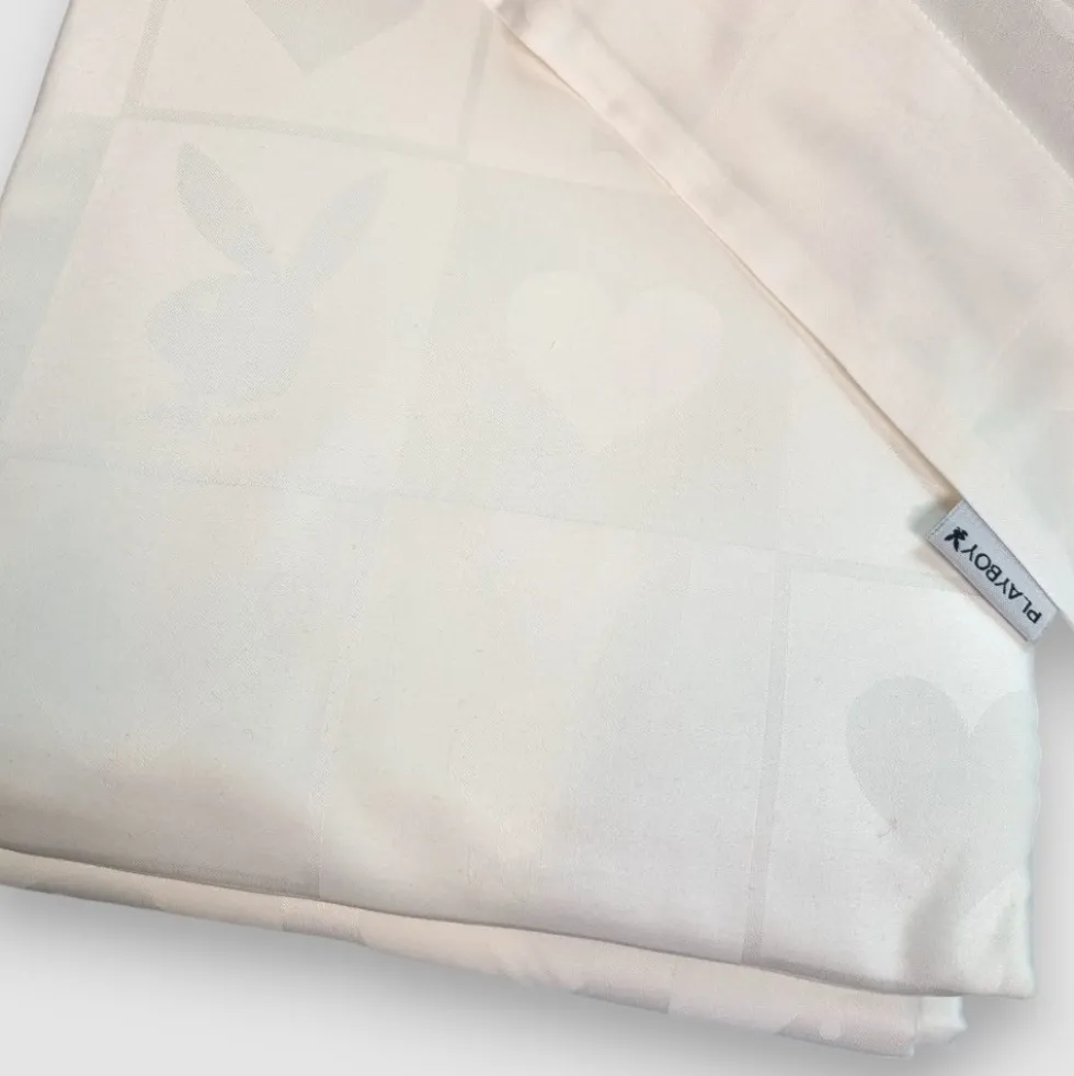 Copripiumino matrimoniale e federe in raso PLAYBOY Jacquard bianco