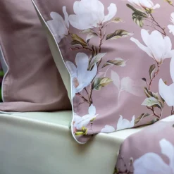 Copripiumino Matrimoniale Magnolia Cipria con Federe Bordo Elegante