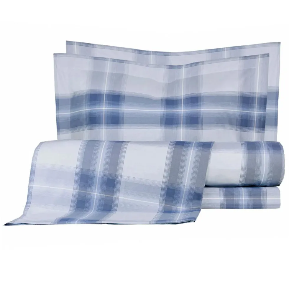 Copripiumino Matrimoniale MIRABELLO in percalle Zermatt blu