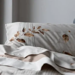 Copripiumino Matrimoniale Raso Alfie Foliage Greige