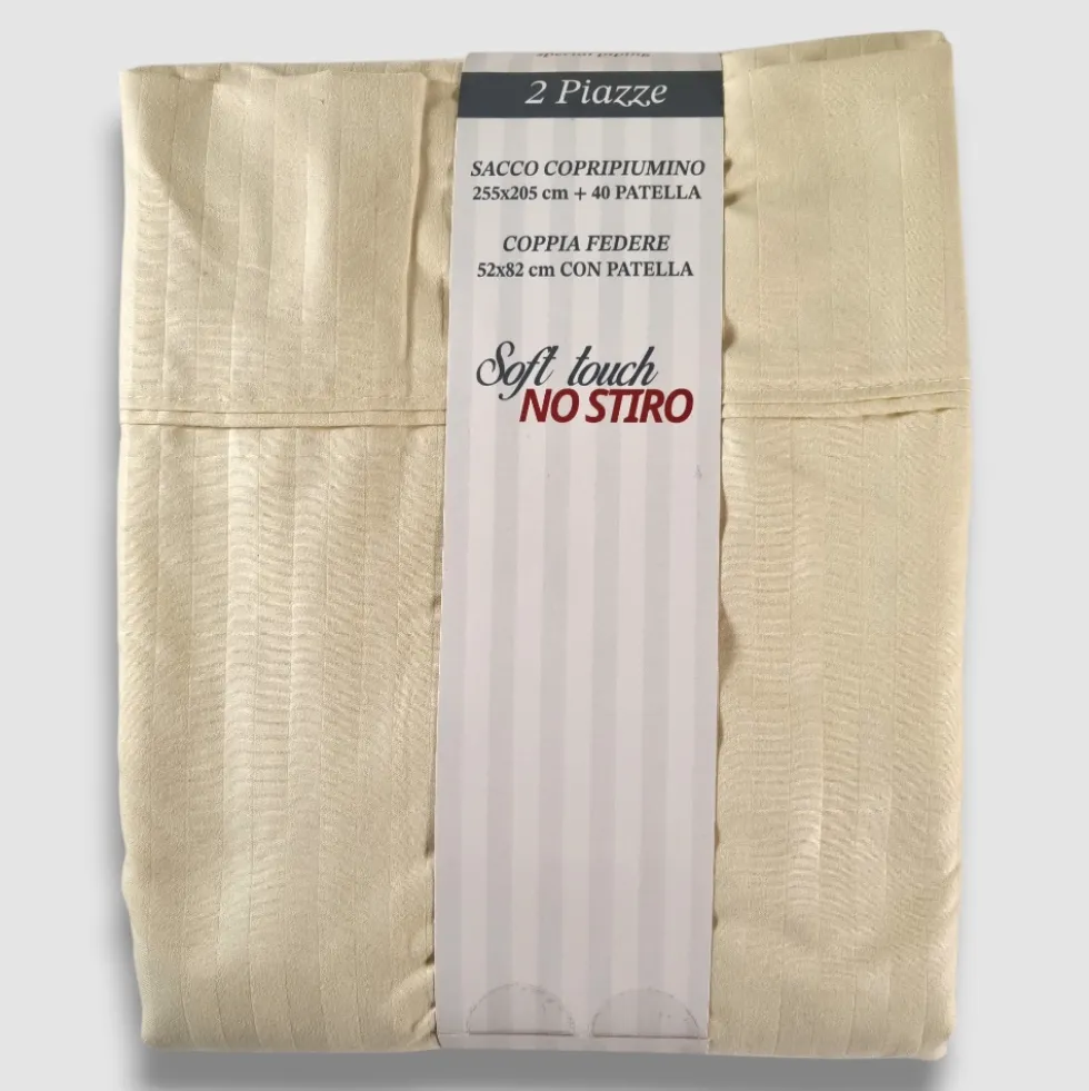 Copripiumino No-STIRO con federe Luxea matrimoniale beige jacquard