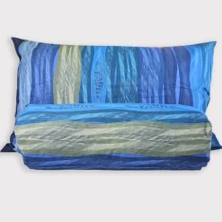 Copripiumone e federe matrimoniale in puro cotone Bassetti Wave Line blu