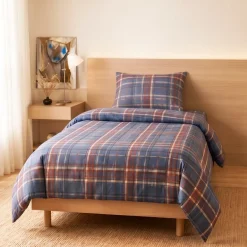 Copripiumone piazza e mezza Bassetti Kilt B2 scozzese turchese