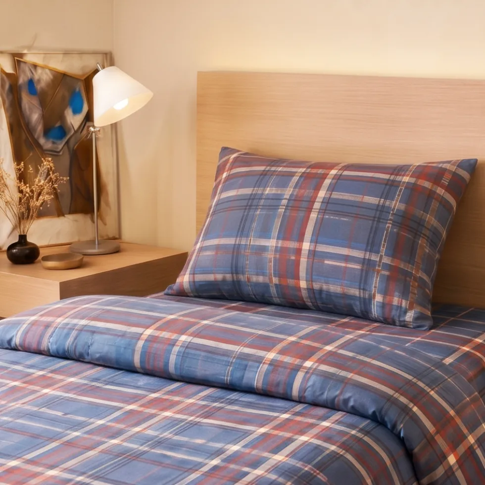Copripiumone piazza e mezza Bassetti Kilt B2 scozzese turchese