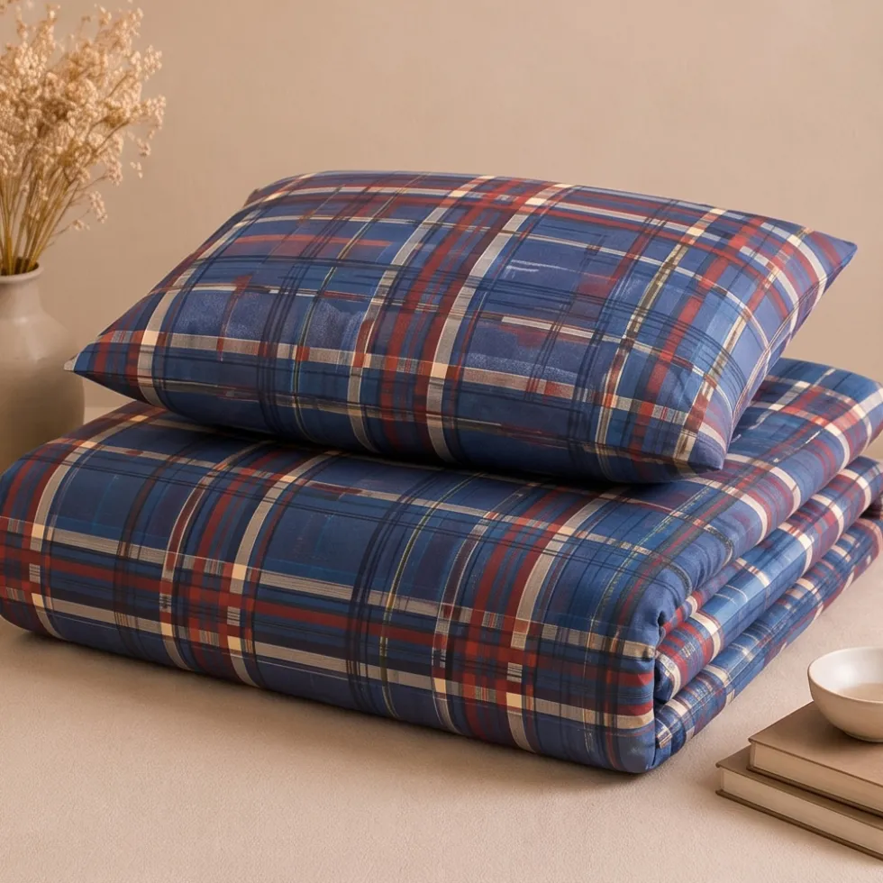 Copripiumone piazza e mezza Bassetti Kilt B2 scozzese turchese