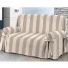 Copripoltrona con laccetti in panama Veronica - 1 posto beige a righe