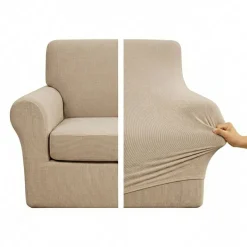 Copripoltrona + copricuscino estensibile da 70 a 105 cm - tortora