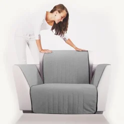 Copri poltrona trapuntato Caleffi Bicolor in cotone grigio