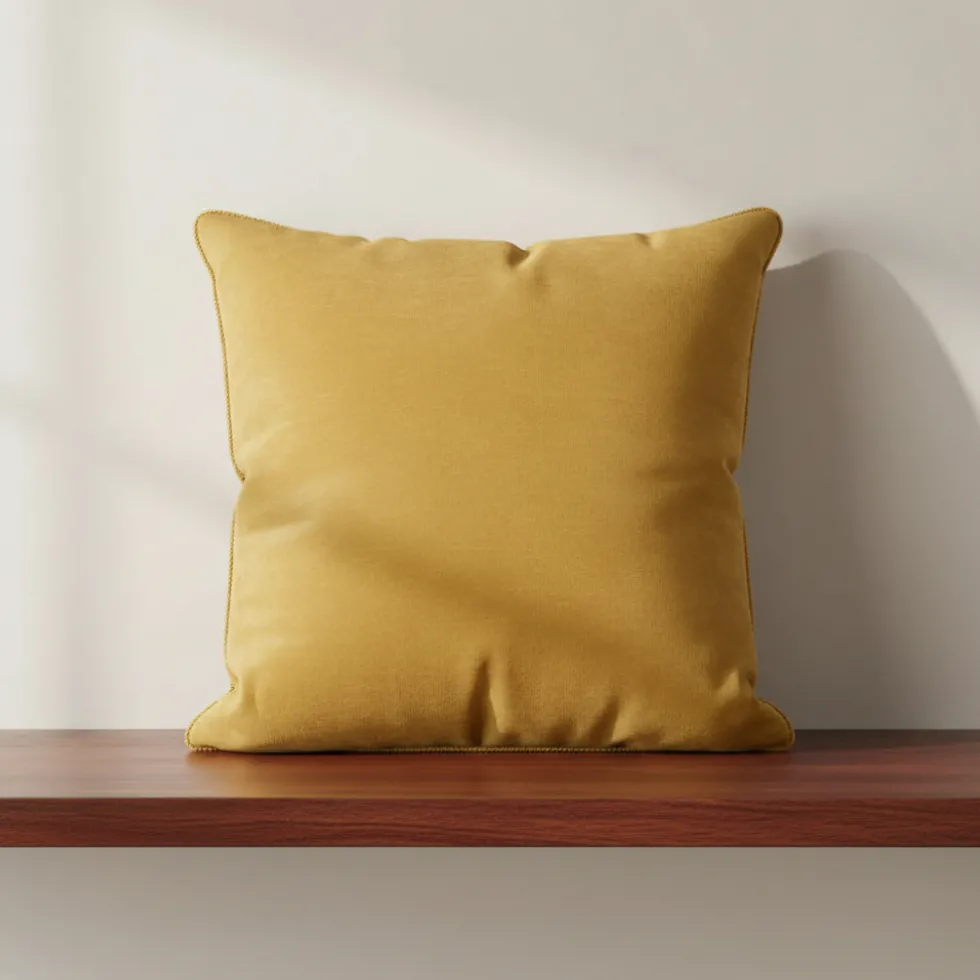 Cuscino Arredo in velluto Borbonese 60x60 Living Ocra con Piping OP