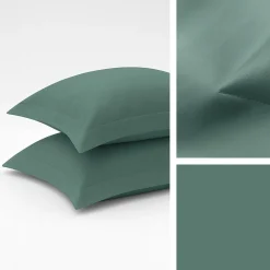 Federe Giotto Verde Bosco Satin raso cotone 300TC a 3 volani