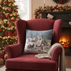 Fodera per cuscino arredo in gobelin Natalizio Notte di Natale 45x45