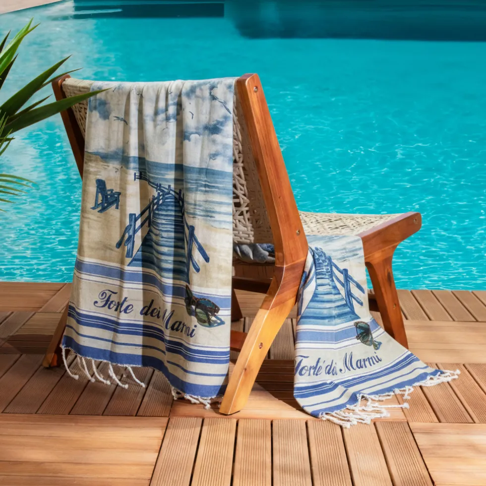 Fouta Telo Mare Forte dei Marmi 100x200 Cotone con Frange Elegante