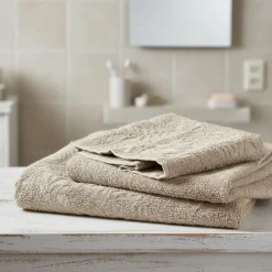 Gabel Olimpia Sabbia | Set 1+1 Asciugamani Jacquard Made in Italy