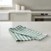 Kit 2x Strofinacci a quadri verdi 100% cotone doppio ritorto jacquard