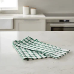 Kit 2x Strofinacci a quadri verdi 100% cotone doppio ritorto jacquard