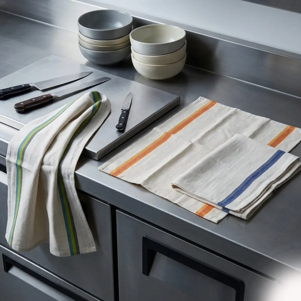 Kit 3x Strofinacci da cucina 100% cotone spinato 50x70 a righe