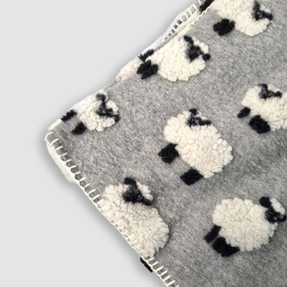 Lana cotta 150x170 morbido PLAID caldo Pecorelle Grigio